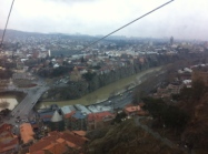 Gondola ride from Left bank of River to Narikala fortress on the hill above Old Tbilisi